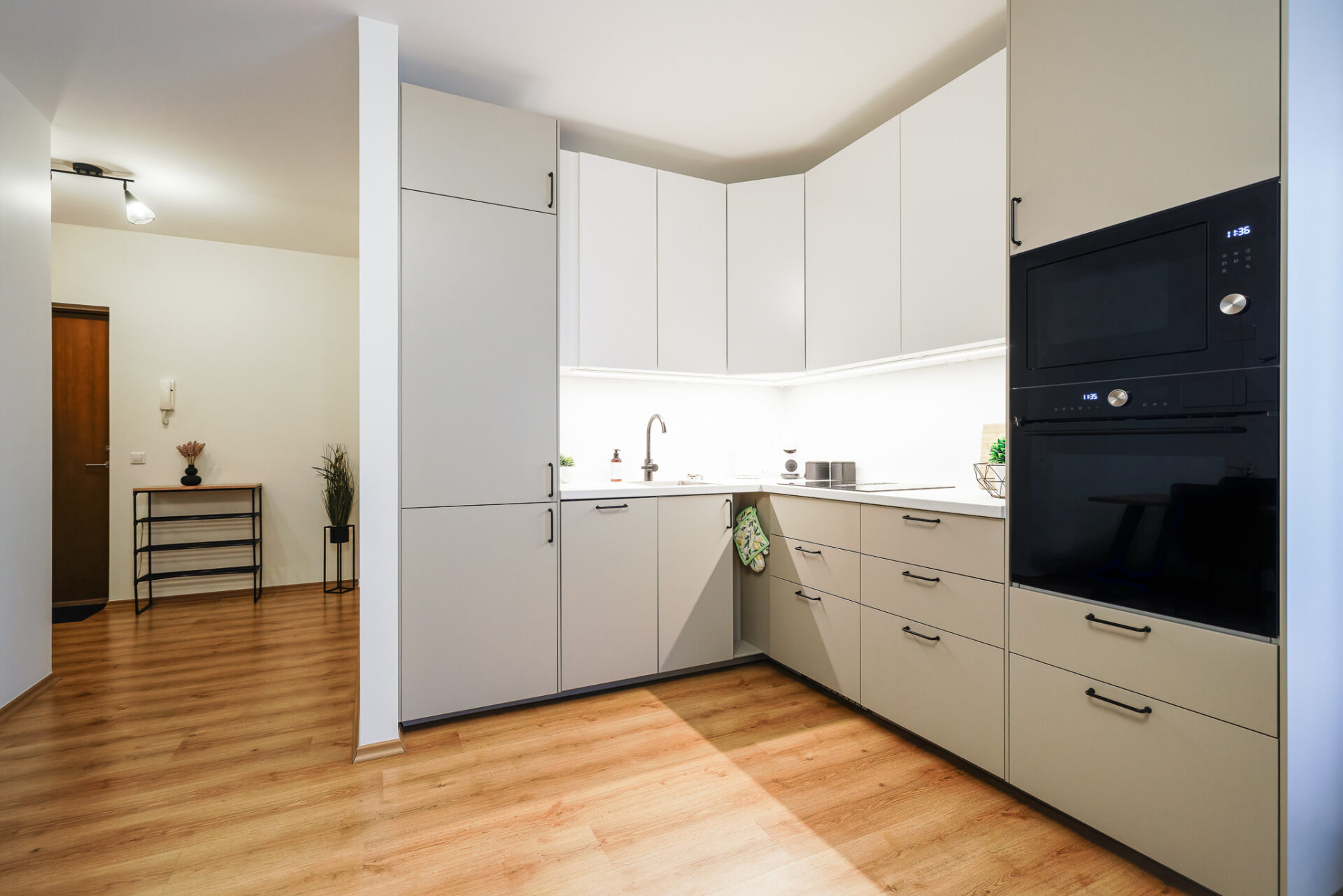 Modern fully equipped kitchen at Kuressaare Stays apartment in Kuressaare